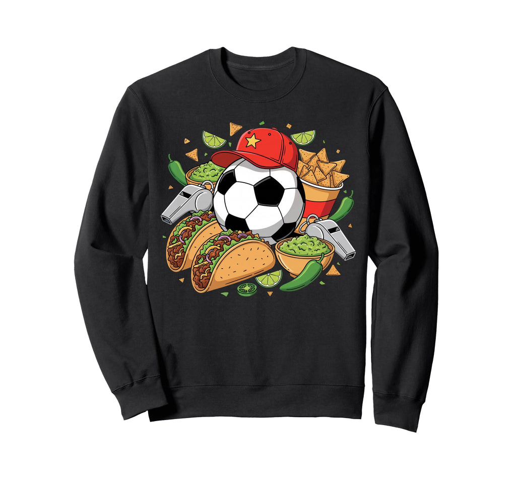Tacos Party Vibes And Soccer Fan Sweatshirt - Custom Art Print for Adults - T-Shirt, Sweatshirt, Hoodie