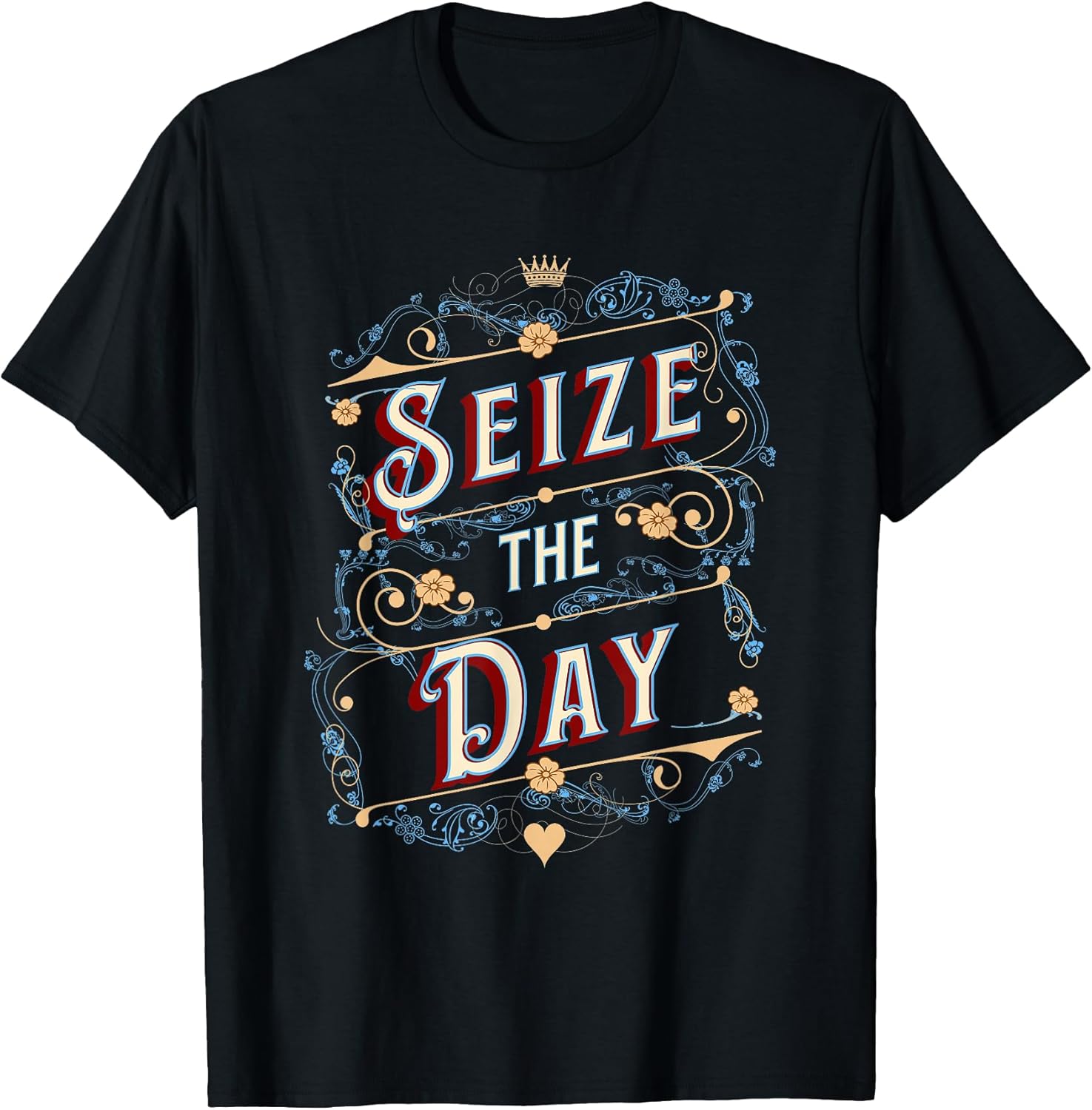 Seize the Day Motivational Quote Vintage Typography - Adult & Kids T-Shirts, Sweatshirts & Hoodies apparel design preview 1