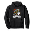 Soccer Sister Leopard Heart Colorful Hoodie - Minimalist Print Men Women - T-Shirt, Sweatshirt, Hoodie