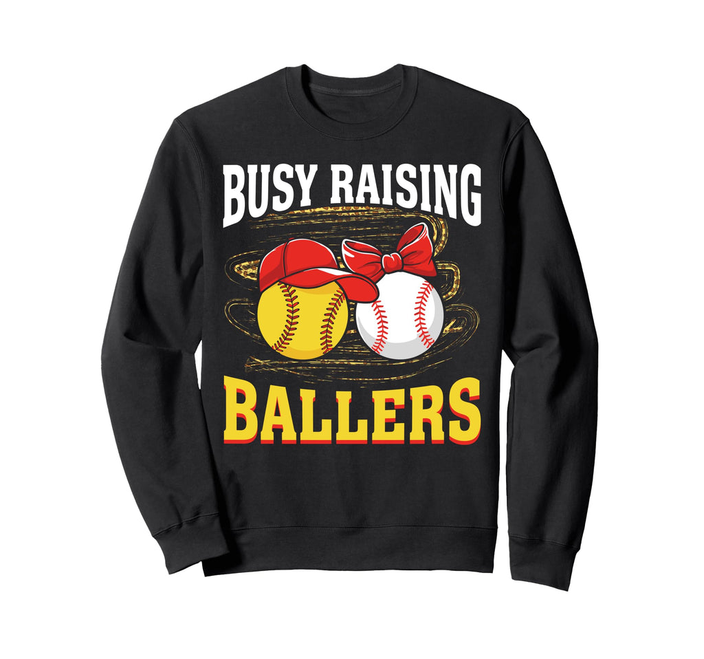 Busy Raising Ballers Softball Sweatshirt - Minimalist Print Unisex - T-Shirt, Sweatshirt, Hoodie