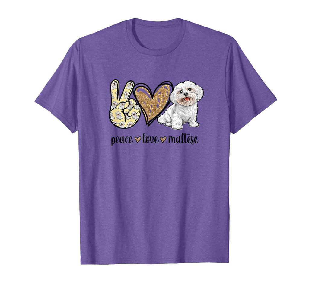 Womens Funny Peace Love Maltese Lover T-Shirt - Custom Art Print Men Women - T-Shirt, Sweatshirt, Hoodie