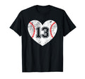 Baseball Heart Player 13 Baseball Mom Dad T-Shirt - Unique Graphic Unisex - T-Shirt, Sweatshirt, Hoodie