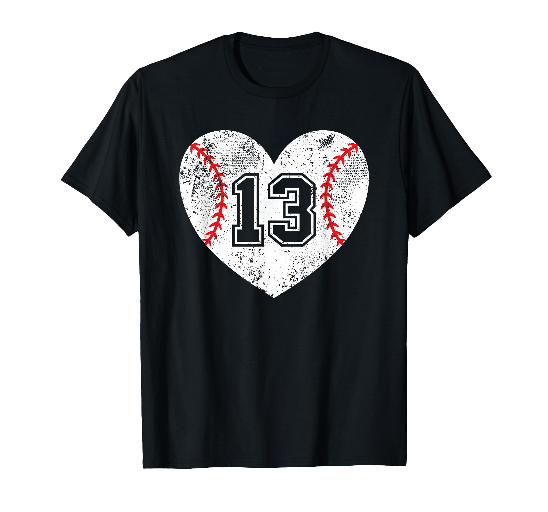 Baseball Heart Player 13 Baseball Mom Dad T-Shirt - Unique Graphic Unisex - T-Shirt, Sweatshirt, Hoodie