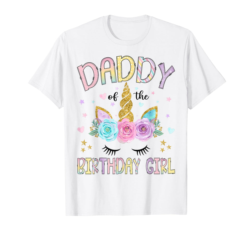 Daddy Birthday Unicorn Floral Family T-Shirt - Custom Art Print Men Women - T-Shirt, Sweatshirt, Hoodie