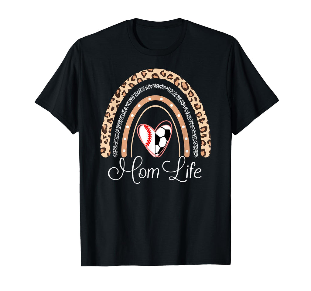Mom Life Boho Rainbow Funny Soccer T-Shirt - Unique Graphic Men Women - T-Shirt, Sweatshirt, Hoodie
