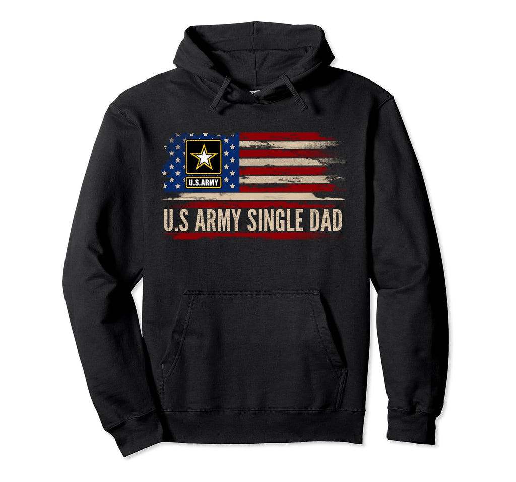 U S Army Single Dad American Flag Hoodie - Custom Art Print Men Women - T-Shirt, Sweatshirt, Hoodie
