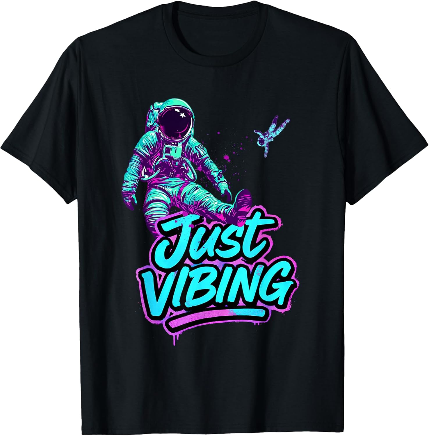 Purple and Teal Astronaut Just Vibing Graphic for Men - Adult & Kids T-Shirts, Sweatshirts & Hoodies apparel design preview 1