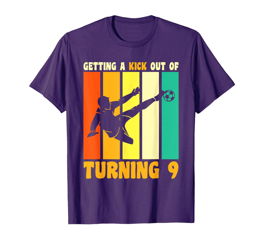 Happy 9Th Birthday 9 Year Old Kick Soccer T-Shirt - Trendy Graphic Unisex - T-Shirt, Sweatshirt, Hoodie