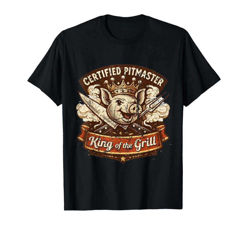 Certified Pitmaster Bbq Dad King T-Shirt - Custom Art Print for Adults - T-Shirt, Sweatshirt, Hoodie