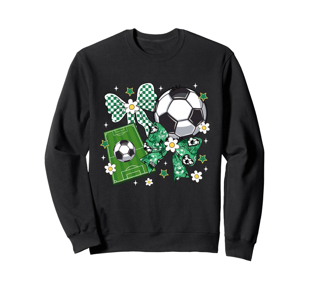Bow Soccer Checkered Flowers Sweatshirt - Minimalist Print for Adults - T-Shirt, Sweatshirt, Hoodie