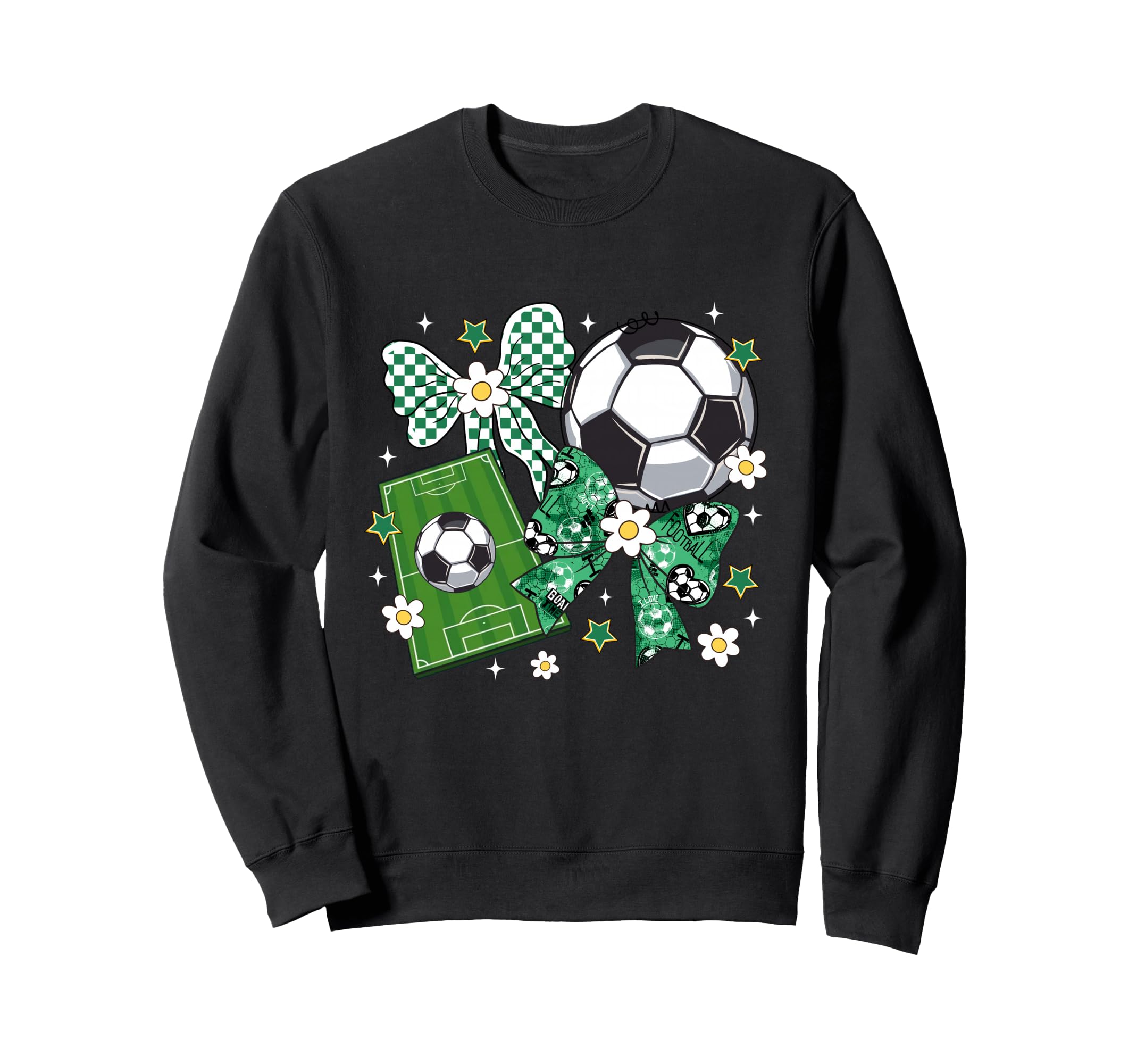 Bow Soccer Checkered Flowers Sweatshirt - Minimalist Print for Adults - T-Shirt, Sweatshirt, Hoodie