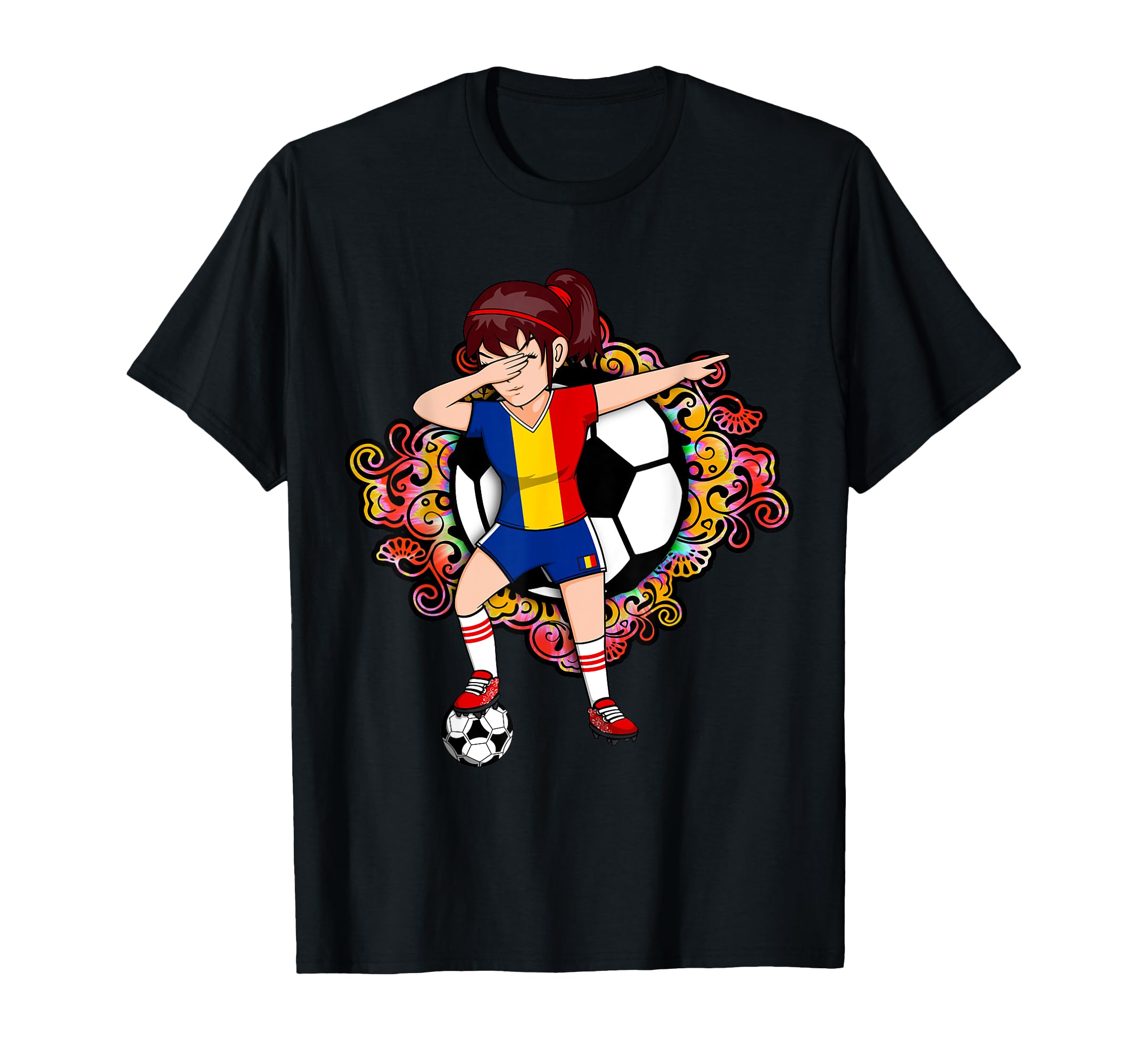 Dabbing Soccer Romania Jersey Floral T-Shirt - Streetwear Style Men Women - T-Shirt, Sweatshirt, Hoodie