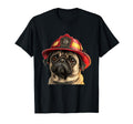 Pug Firefighter Hat Fireman Dog T-Shirt - Unique Graphic Unisex - T-Shirt, Sweatshirt, Hoodie