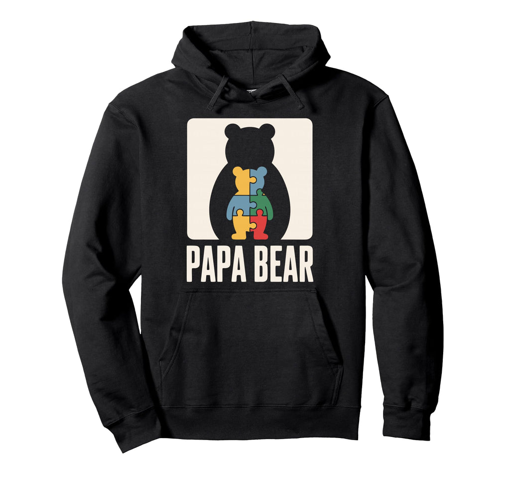 Autism Dad Papa Bear Autistic Child Hoodie - Aesthetic Graphic Unisex - T-Shirt, Sweatshirt, Hoodie