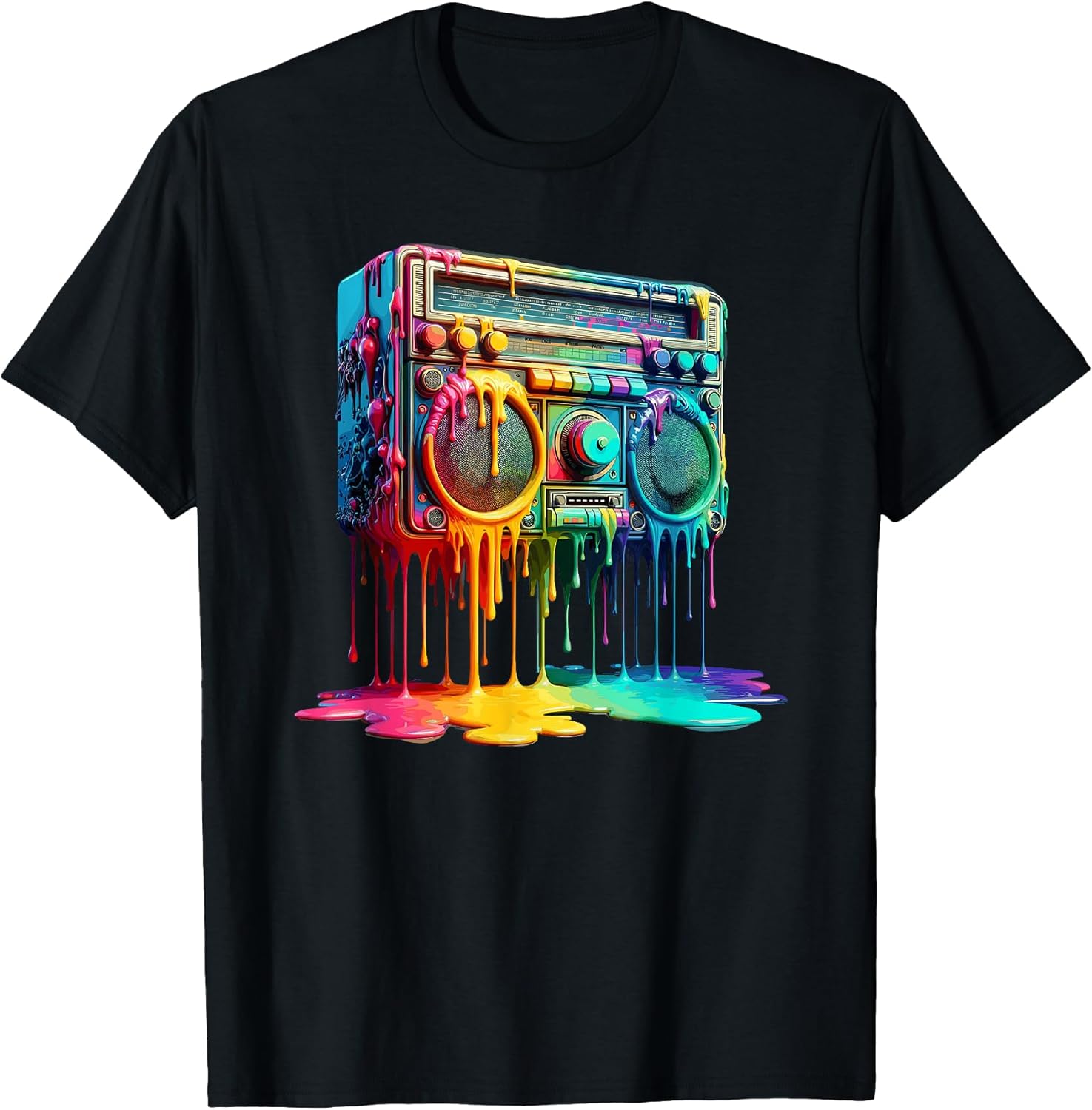 Dripping Paint Boombox Old School 80s Music Hip Hop - Adult & Kids T-Shirts, Sweatshirts & Hoodies apparel design preview 1