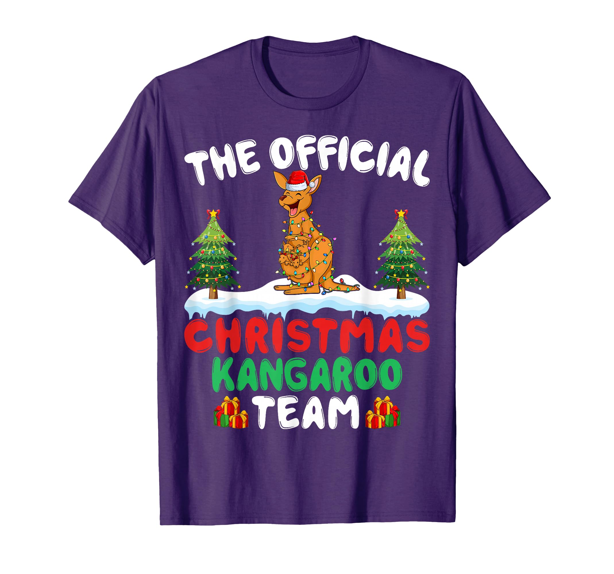 Kangaroo Santa Hat Lights Kangaroo T-Shirt - Fun Novelty Design for Adults - T-Shirt, Sweatshirt, Hoodie