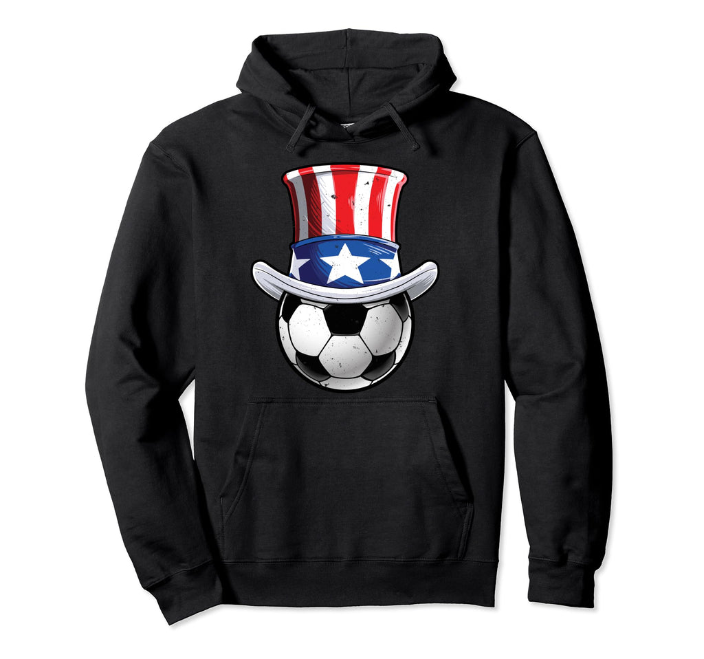 Soccer Ball 4Th July Uncle Sam American Flag Hoodie - Trendy Graphic Unisex - T-Shirt, Sweatshirt, Hoodie