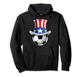 Soccer Ball 4Th July Uncle Sam American Flag Hoodie - Trendy Graphic Unisex - T-Shirt, Sweatshirt, Hoodie