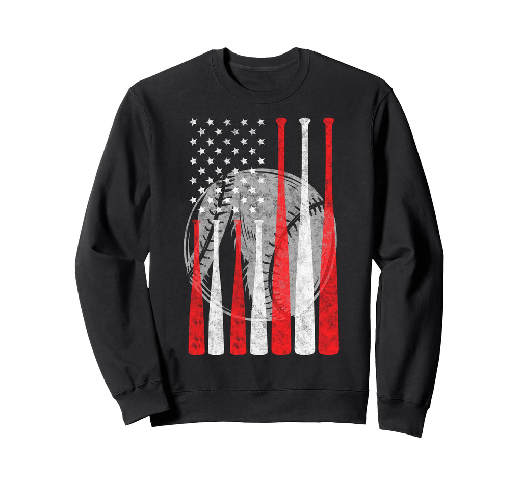 Baseball Us Flag Baseball Lover Dad Sweatshirt - Novelty Apparel Unisex - T-Shirt, Sweatshirt, Hoodie