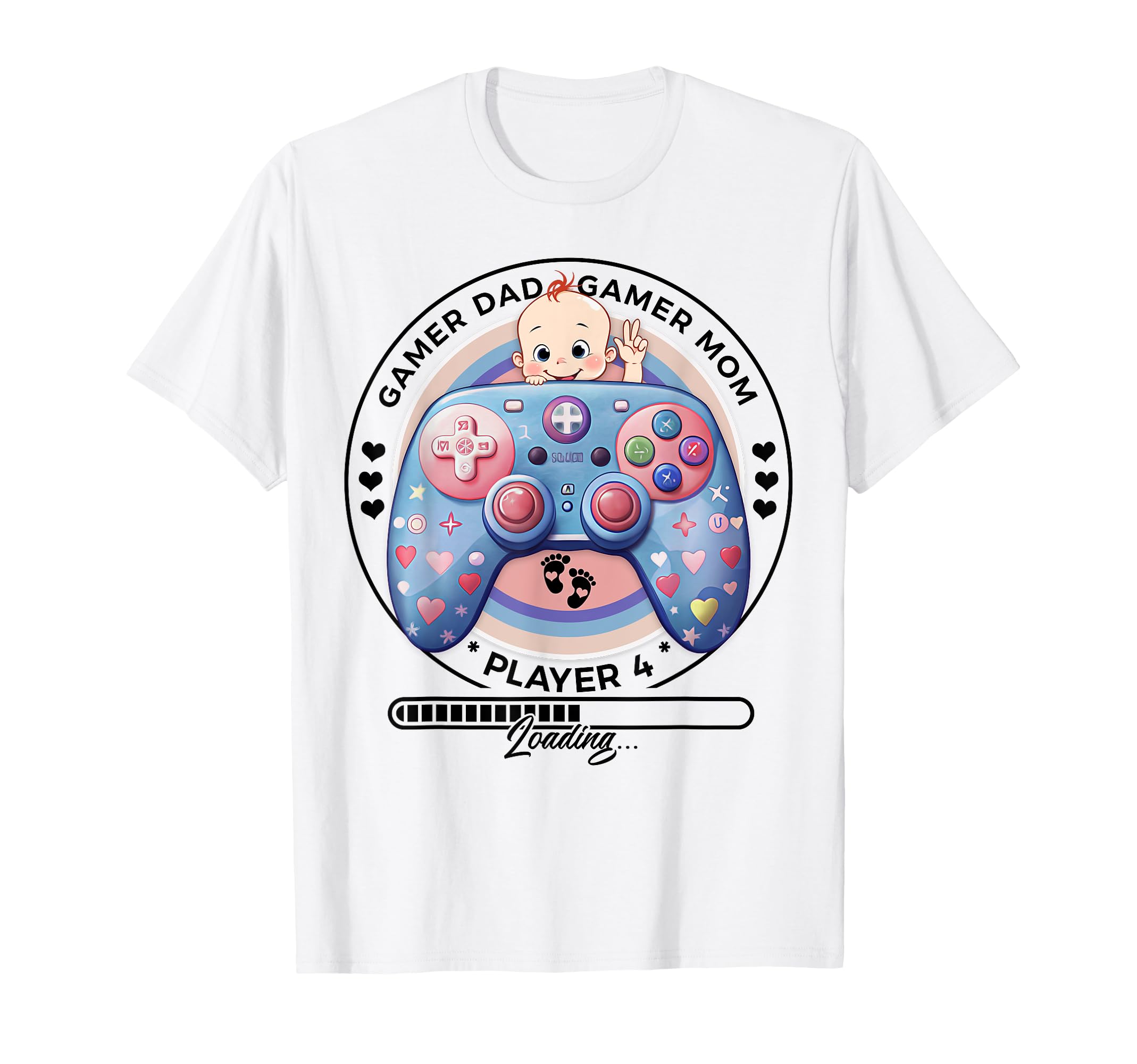 Player 4 Loading Gamer Mom Dad Pregnancy T-Shirt - Novelty Apparel Unisex - T-Shirt, Sweatshirt, Hoodie