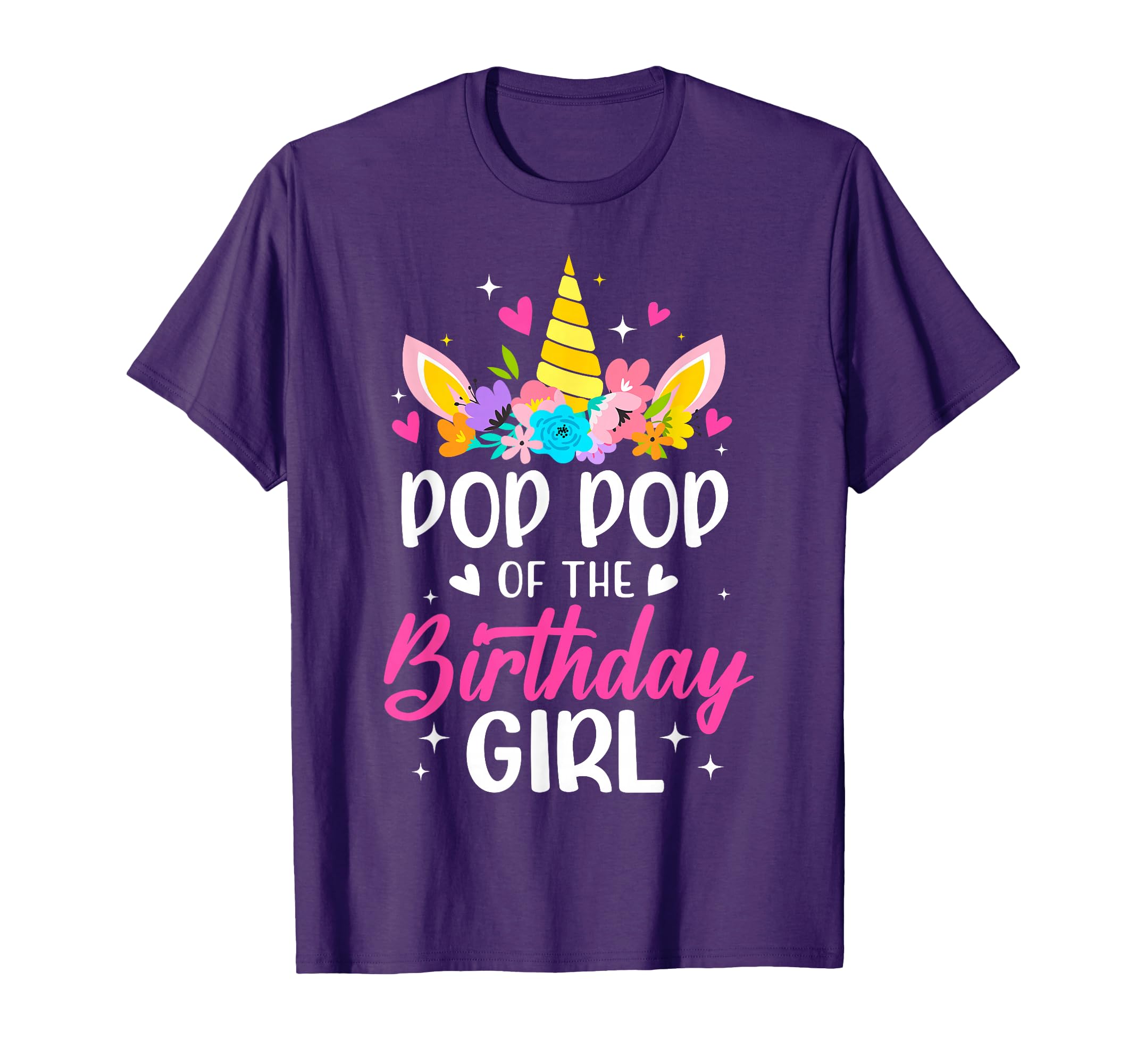 Pop Pop Birthday Unicorn Bday Party T-Shirt - Novelty Apparel for Adults - T-Shirt, Sweatshirt, Hoodie
