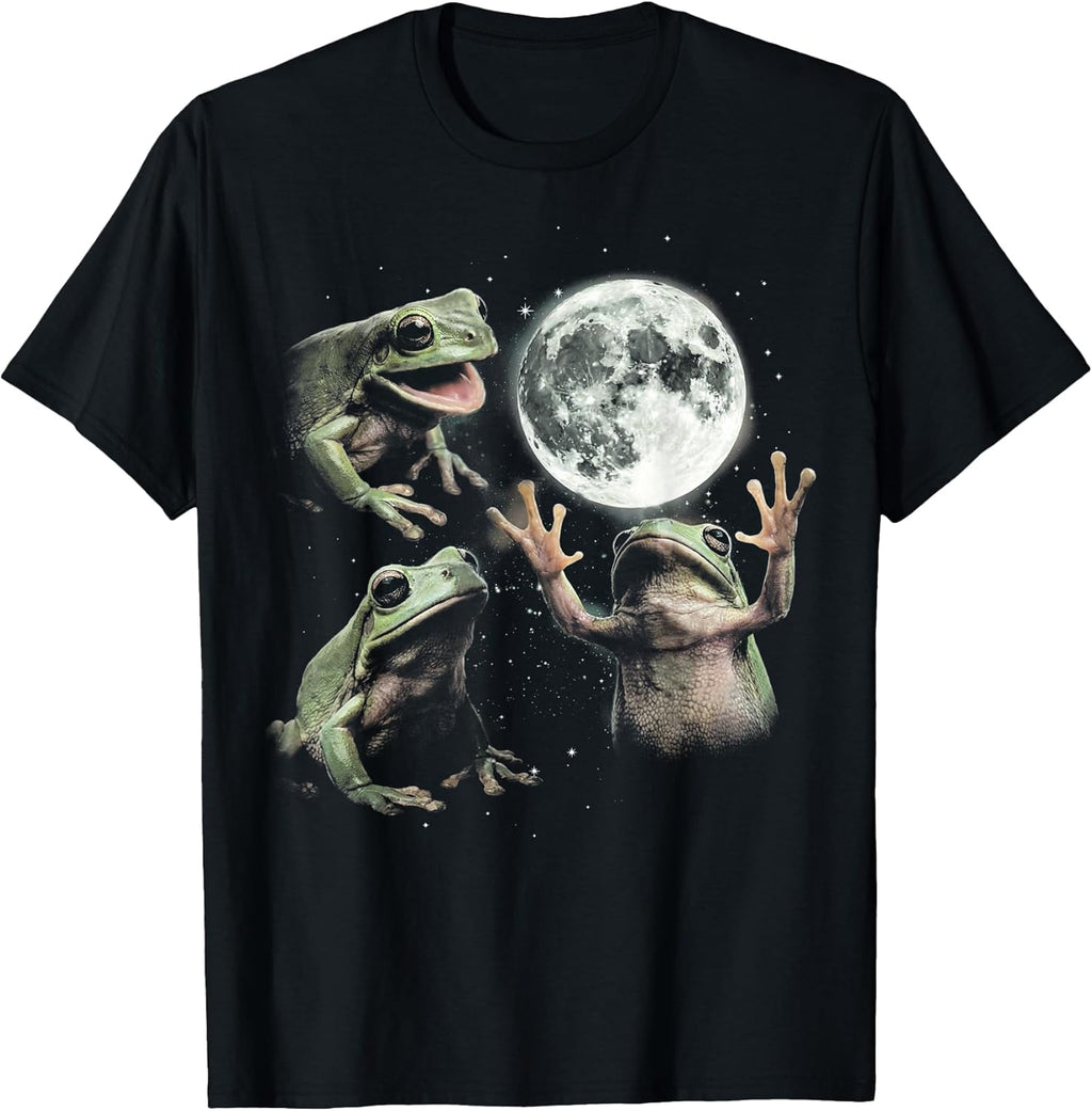 Funny Frog Howling at Moon Vintage 90s Graphic - Adult & Kids T-Shirts, Sweatshirts & Hoodies apparel design preview 1