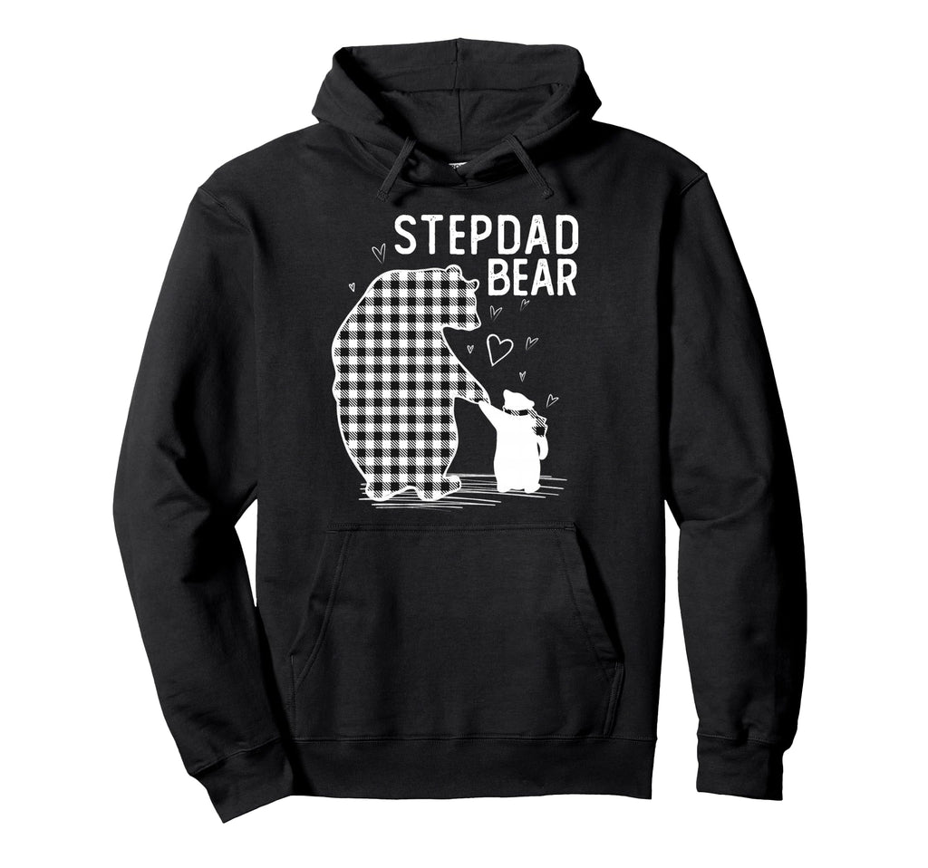 Stepdad Bear Pajama Grey Buffalo Plaid Hoodie - Aesthetic Graphic Unisex - T-Shirt, Sweatshirt, Hoodie