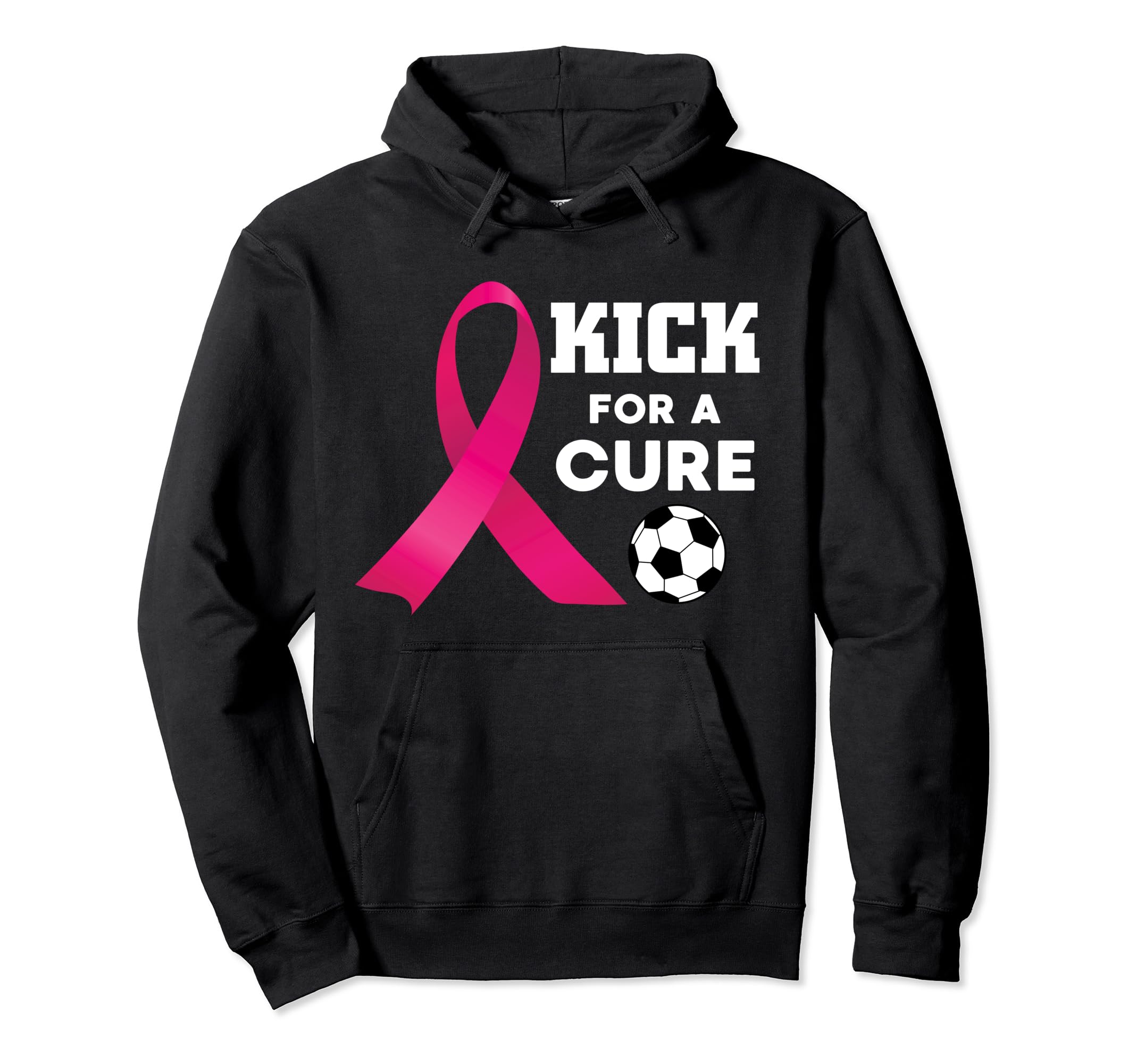Breast Cancer Awareness Kick Cure Soccer Hoodie - Novelty Apparel Men Women - T-Shirt, Sweatshirt, Hoodie