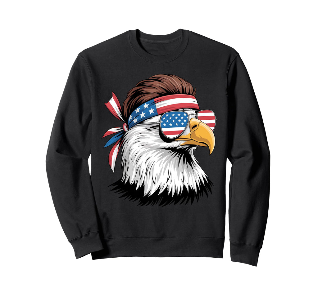 4Th July Usa Flag Eagle Wearing Sweatshirt - Streetwear Style for Adults - T-Shirt, Sweatshirt, Hoodie