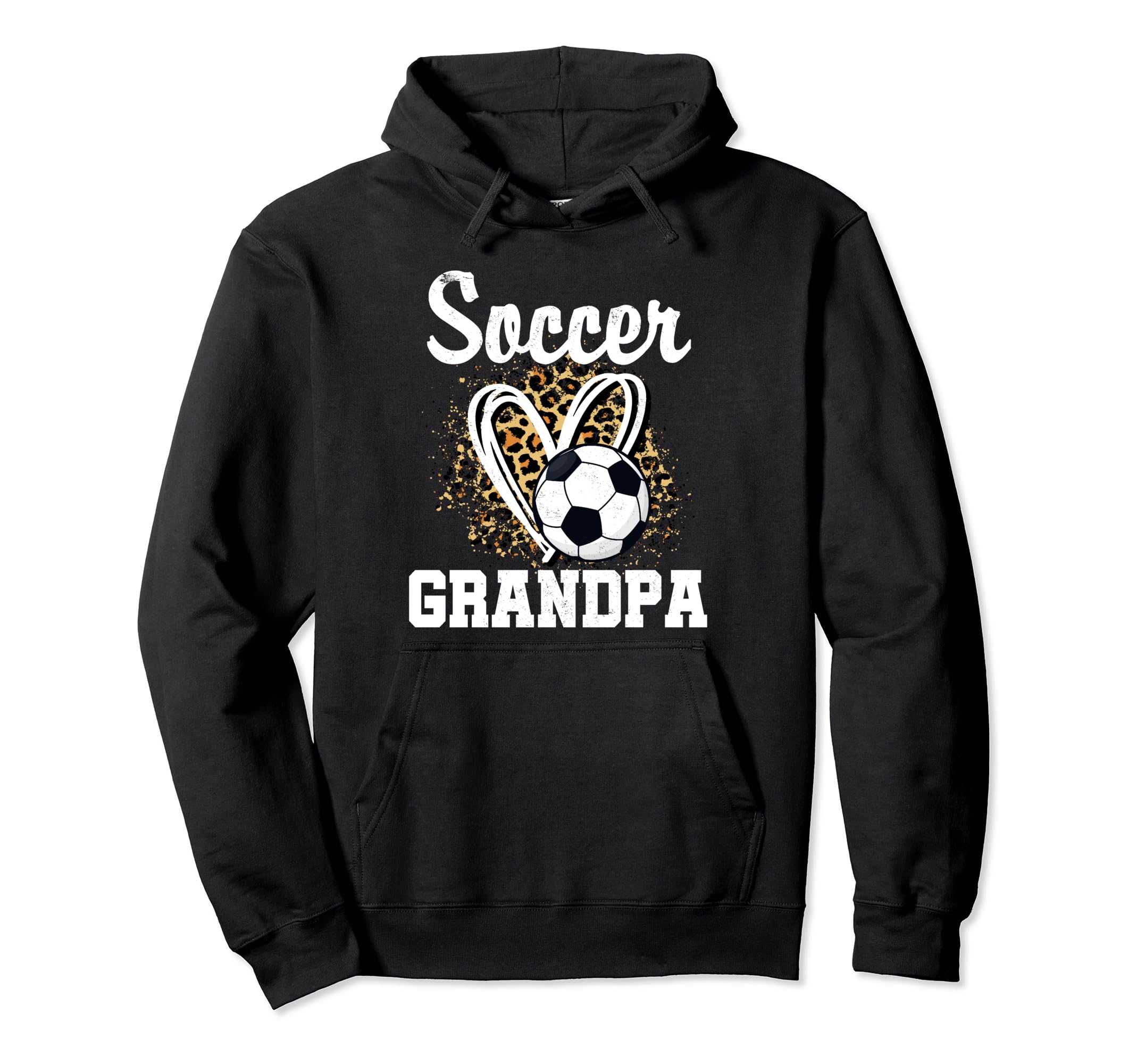 Soccer Grandpa Leopard Heart Matching Hoodie - Graphic Print for Adults - T-Shirt, Sweatshirt, Hoodie
