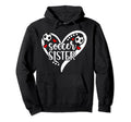 Soccer Sister Heart Sister Soccer Hoodie - Minimalist Print for Adults - T-Shirt, Sweatshirt, Hoodie