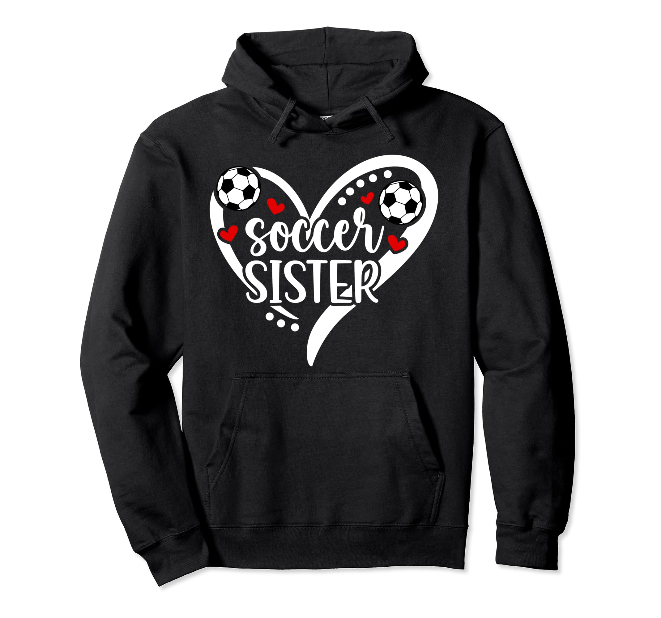 Soccer Sister Heart Sister Soccer Hoodie - Minimalist Print for Adults - T-Shirt, Sweatshirt, Hoodie
