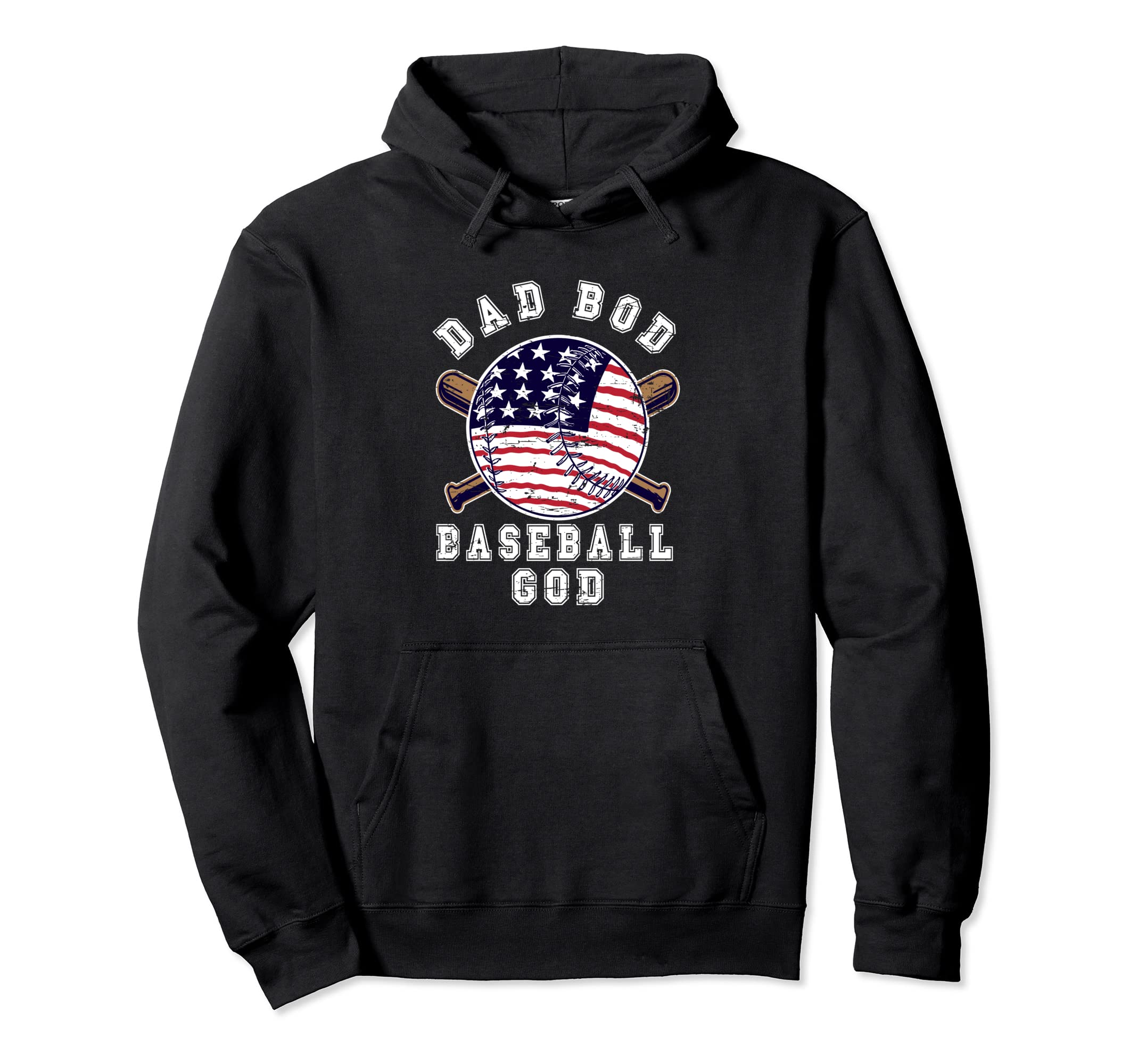 Dad Bod Baseball God Us Flag Hoodie - Aesthetic Graphic for Adults - T-Shirt, Sweatshirt, Hoodie
