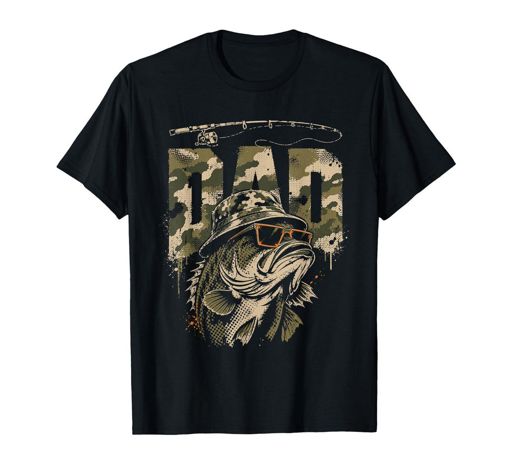 Fishing Dad Camo Bass Fish Funny T-Shirt - Graphic Print for Adults - T-Shirt, Sweatshirt, Hoodie