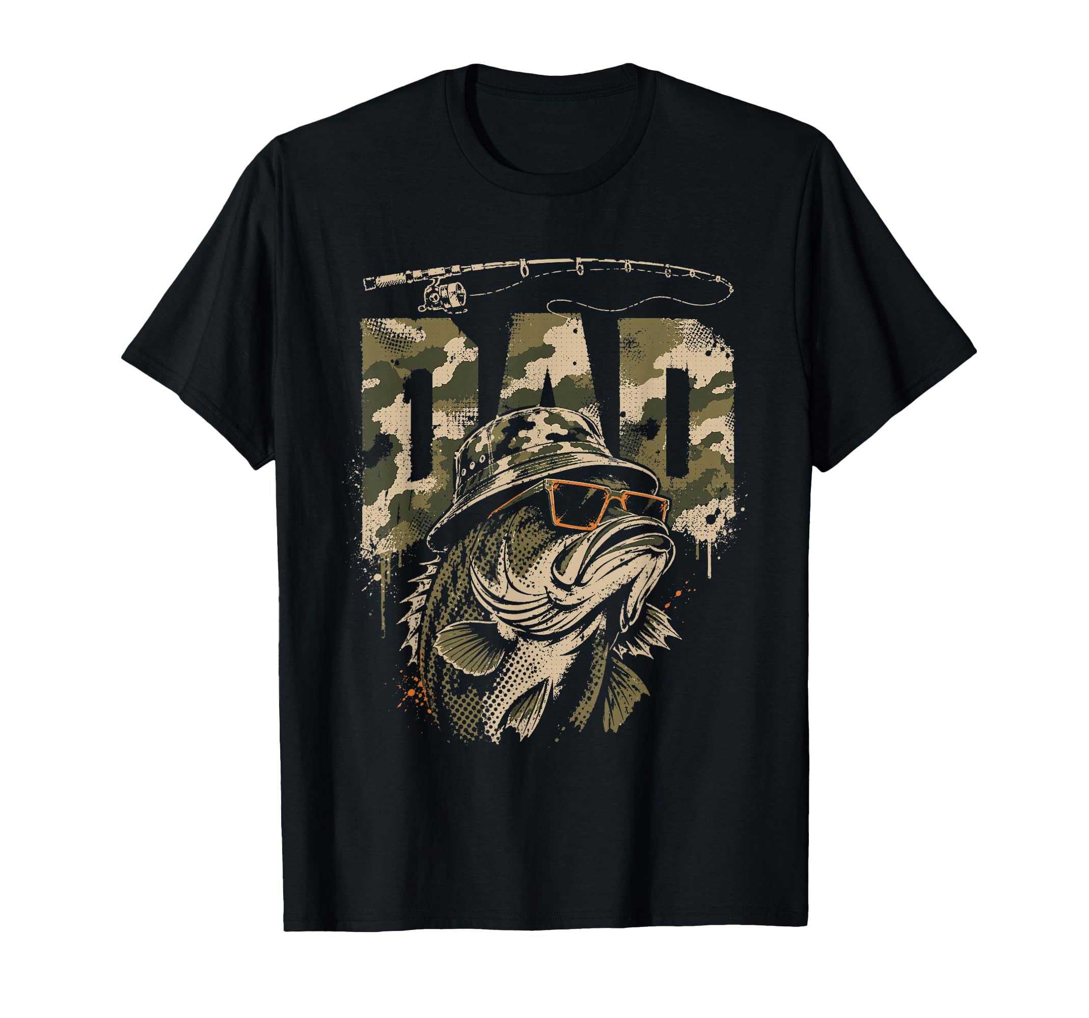Fishing Dad Camo Bass Fish Funny T-Shirt - Graphic Print for Adults - T-Shirt, Sweatshirt, Hoodie