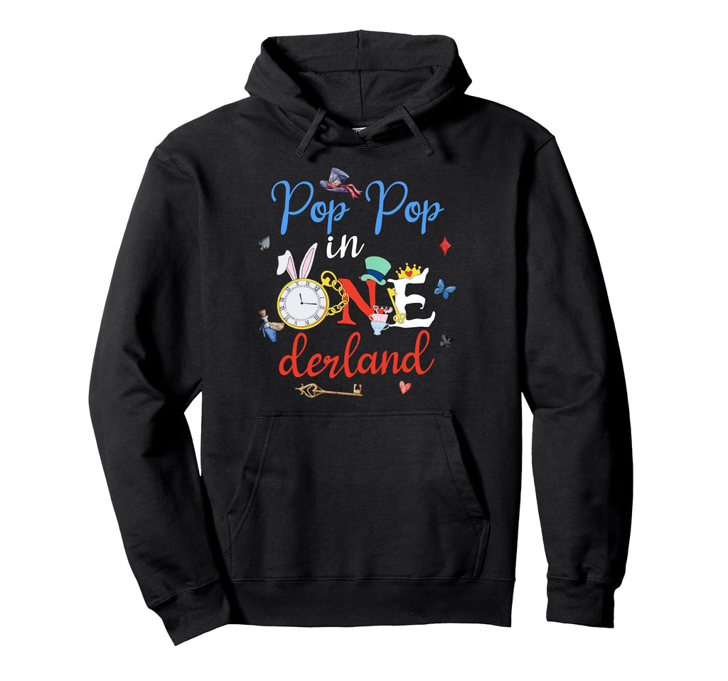 Pop Pop Onederland First Birthday Hoodie - Minimalist Print Men Women - T-Shirt, Sweatshirt, Hoodie