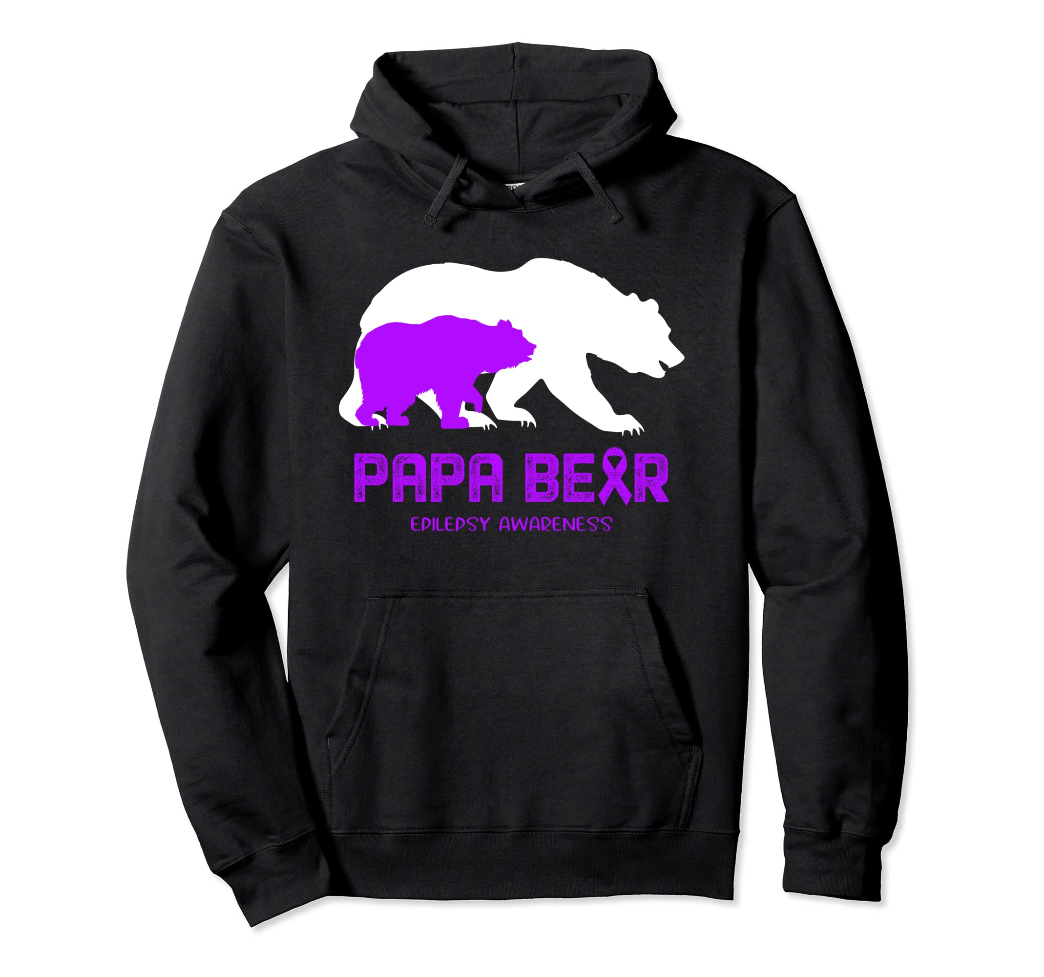 Papa Bear Support Epilepsy Awareness Hoodie - Novelty Apparel Unisex - T-Shirt, Sweatshirt, Hoodie