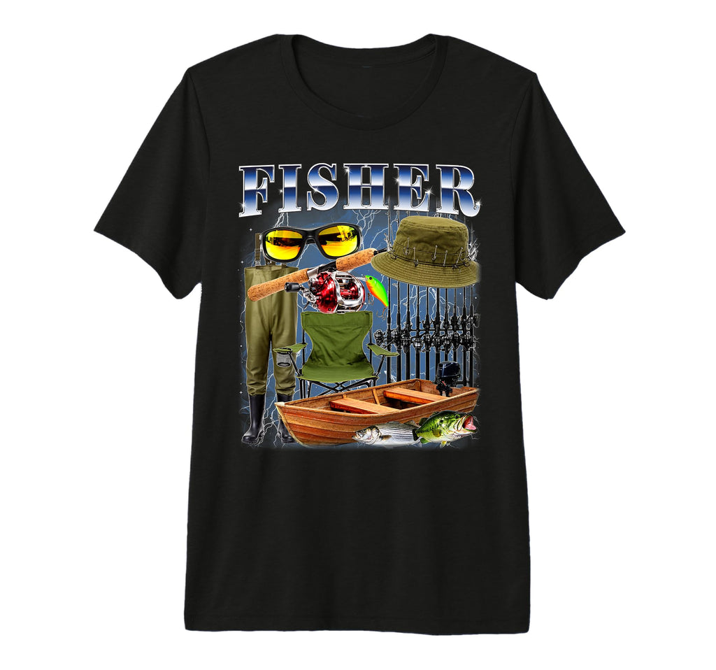 Fisher Bootleg 90S Fisherman Fishing T-Shirt - Aesthetic Graphic Unisex - T-Shirt, Sweatshirt, Hoodie
