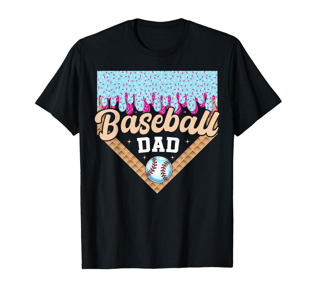 Baseball Dad Ice Cream Drip Fathers Day T-Shirt - Graphic Print Unisex - T-Shirt, Sweatshirt, Hoodie