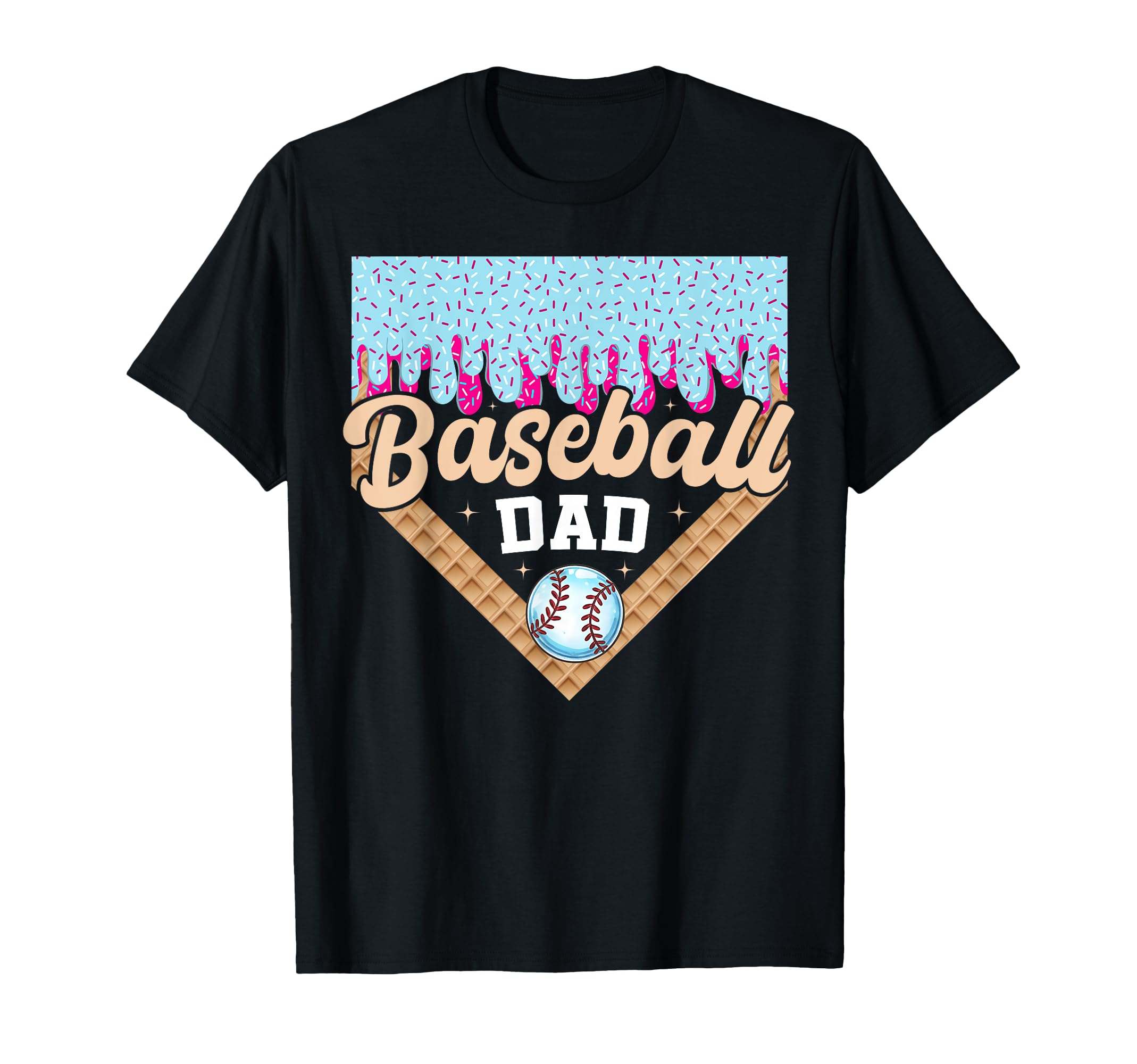 Baseball Dad Ice Cream Drip Fathers Day T-Shirt - Graphic Print Unisex - T-Shirt, Sweatshirt, Hoodie