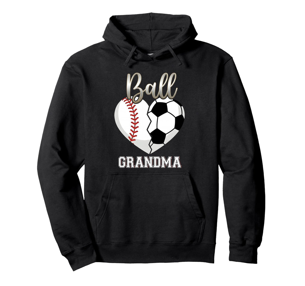 Ball Grandma Baseball Soccer Heart Hoodie - Novelty Apparel Men Women - T-Shirt, Sweatshirt, Hoodie