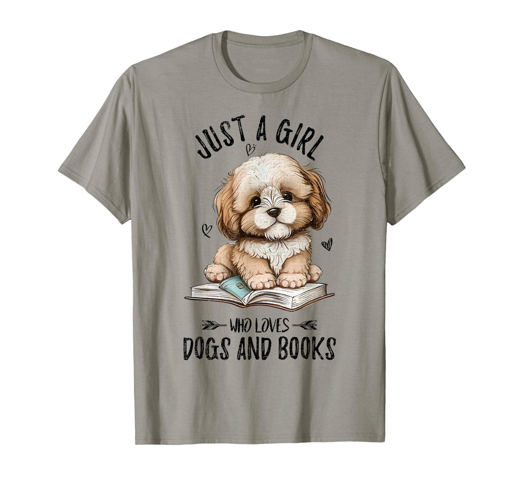 Just Who Loves Dogs And Books Puppy T-Shirt - Trendy Graphic for Adults - T-Shirt, Sweatshirt, Hoodie