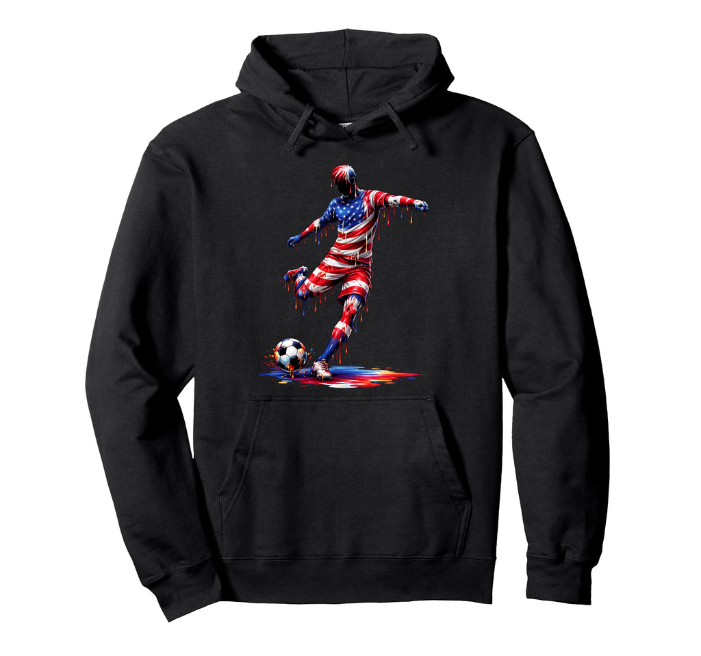 Soccer Drip American Flag 4Th July Sports Hoodie - Graphic Print Men Women - T-Shirt, Sweatshirt, Hoodie