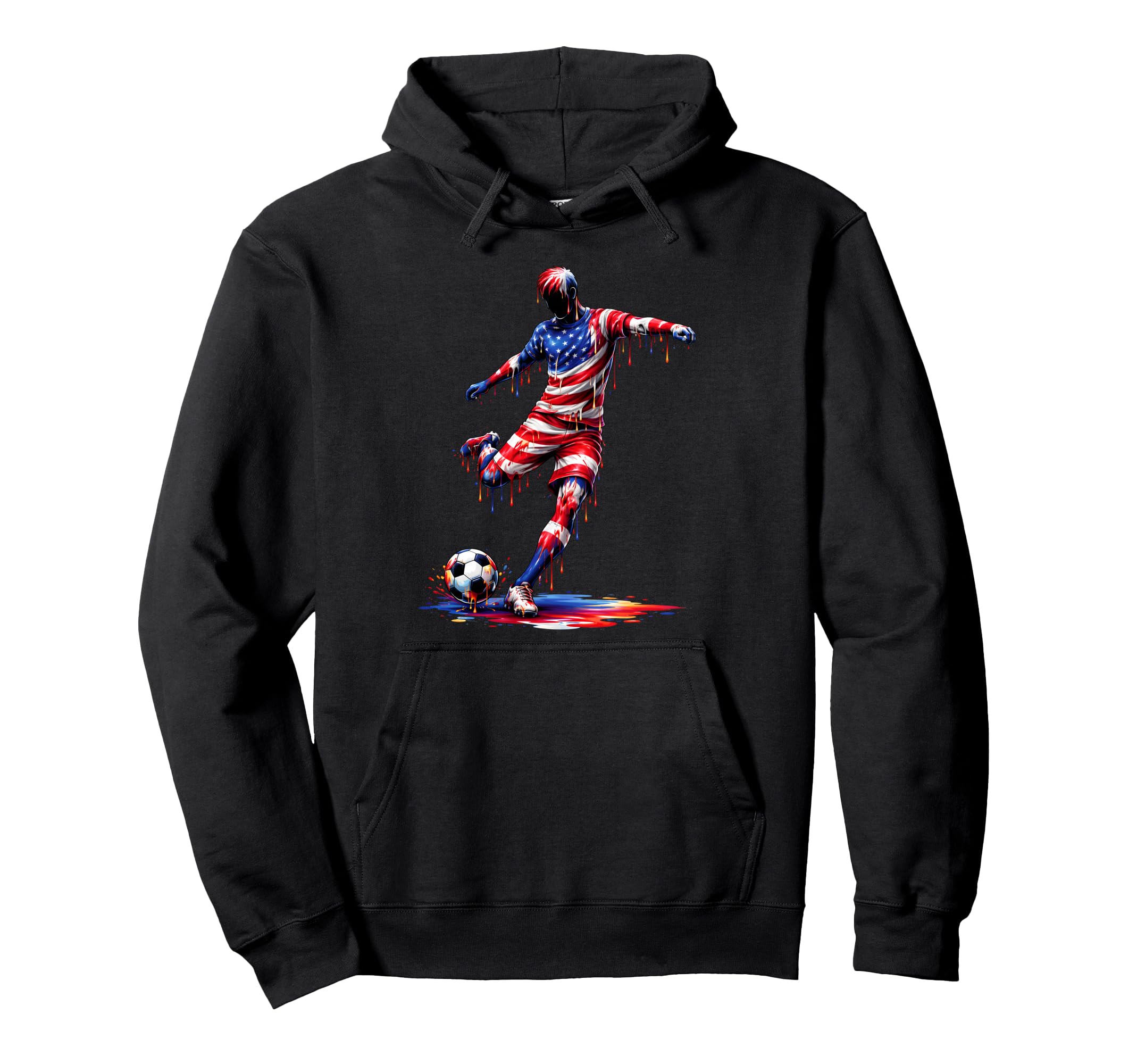 Soccer Drip American Flag 4Th July Sports Hoodie - Graphic Print Men Women - T-Shirt, Sweatshirt, Hoodie