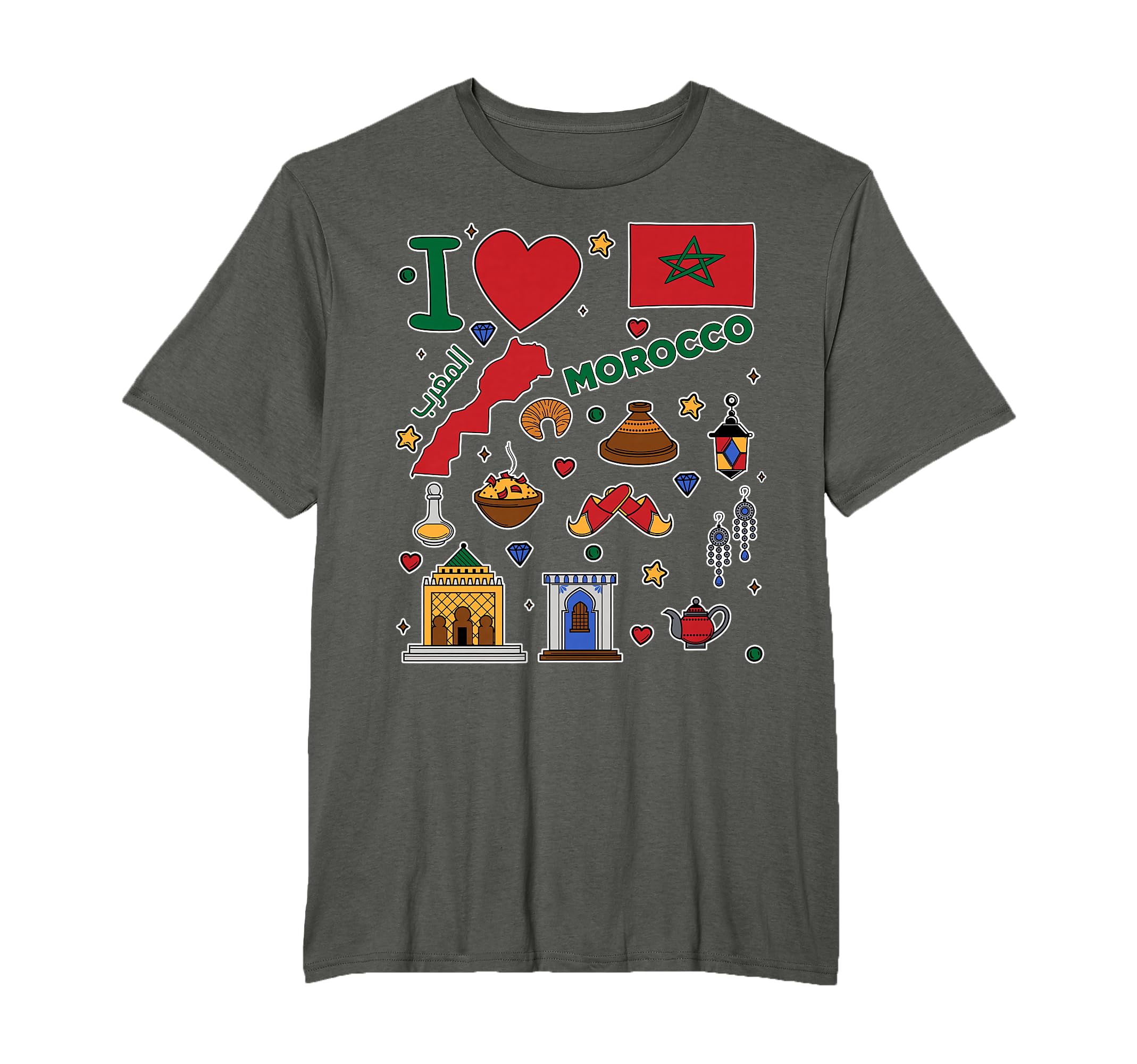 I Love Morocco Hand Drawn Moroccan T-Shirt - Trendy Graphic Unisex - T-Shirt, Sweatshirt, Hoodie