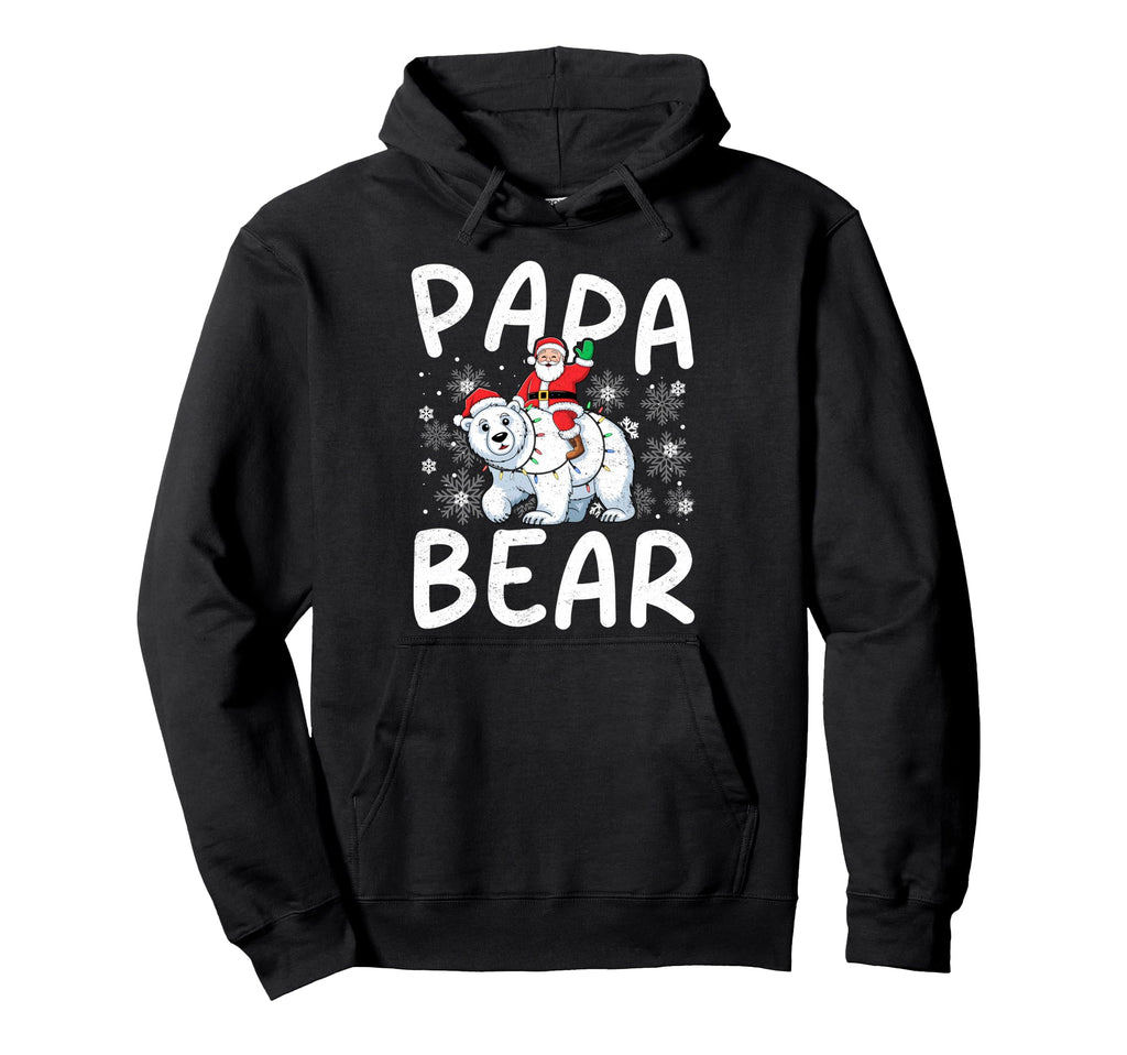 Funny Papa Bear Lights Santa Hat Hoodie - Trendy Graphic Men Women - T-Shirt, Sweatshirt, Hoodie