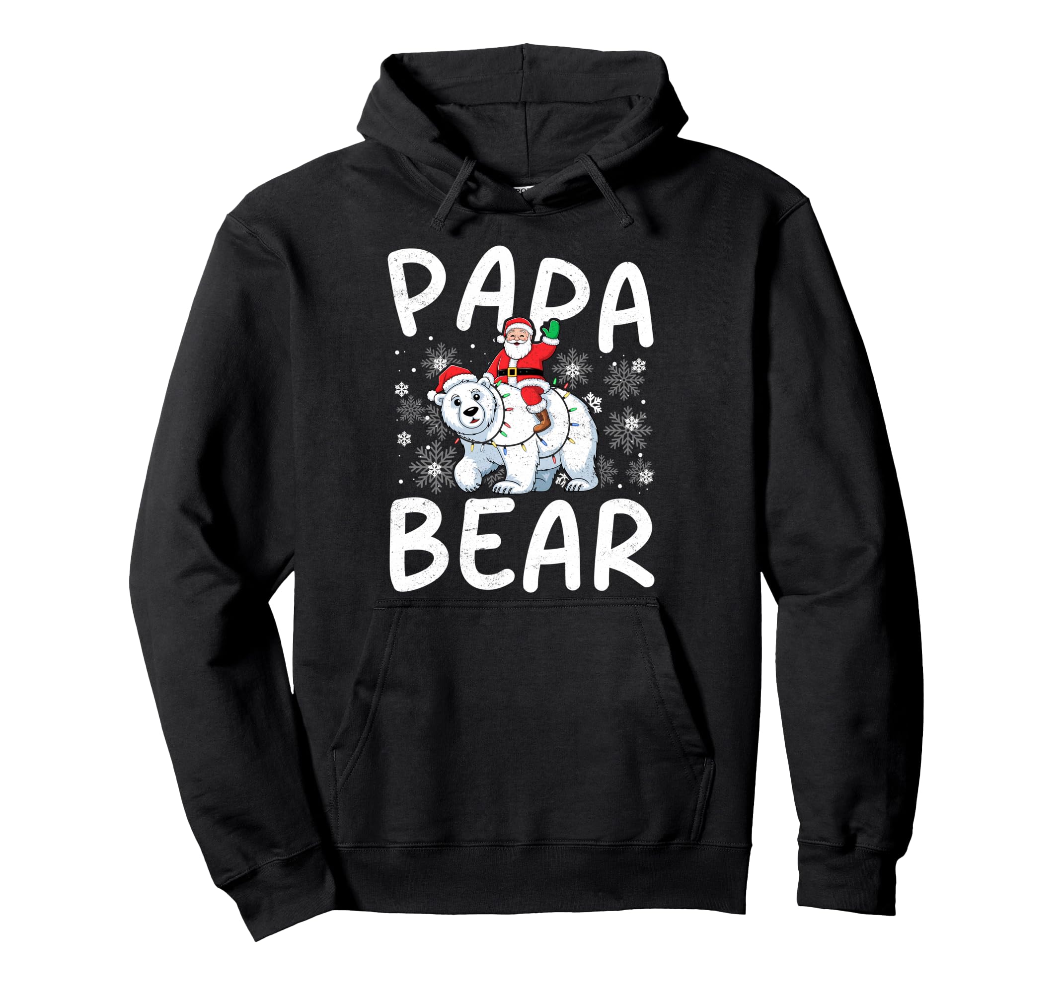 Funny Papa Bear Lights Santa Hat Hoodie - Trendy Graphic Men Women - T-Shirt, Sweatshirt, Hoodie