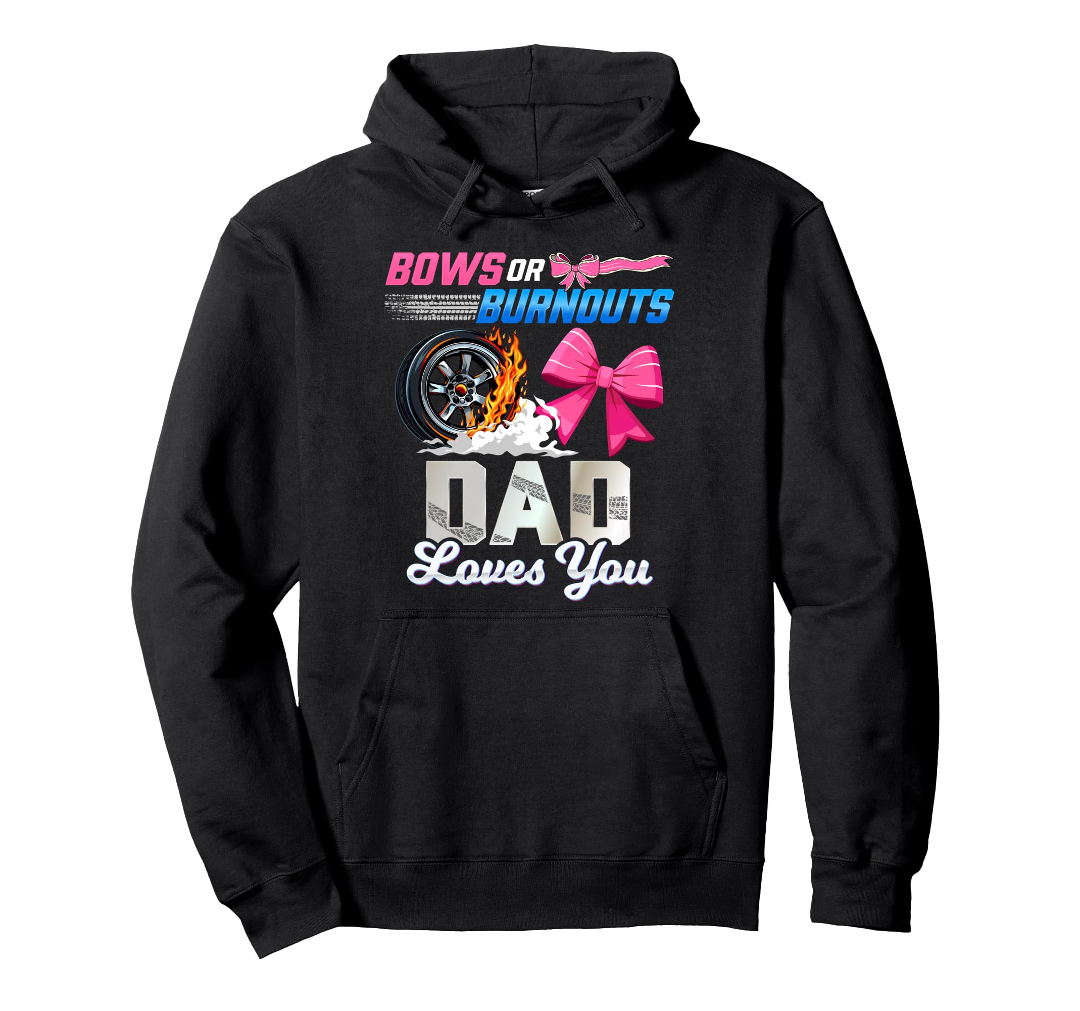 Burnouts Or Bows Gender Reveal Party Hoodie - Custom Art Print Men Women - T-Shirt, Sweatshirt, Hoodie