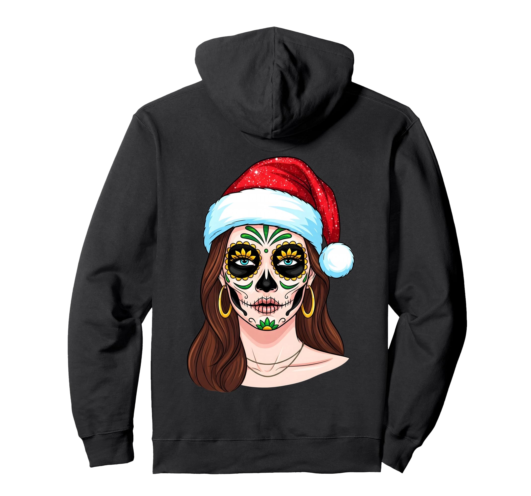 Merry Skull Art Santa Hat Festive Dad Hoodie - Streetwear Style for Adults - T-Shirt, Sweatshirt, Hoodie