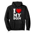 I Love My Son Red Heart Mom Outfit Dad Hoodie - Trendy Graphic for Adults - T-Shirt, Sweatshirt, Hoodie